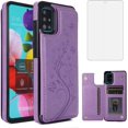 thumbnail image 1 of Phone Case for Samsung Galaxy A51 4G with Tempered Glass Screen Protector Card Holder Wallet Cover Stand Flip Leather Cell Accessories Glaxay A 51 Gaxaly M40S 51A A515F S51 Cases Women Girls Purple, 1 of 14