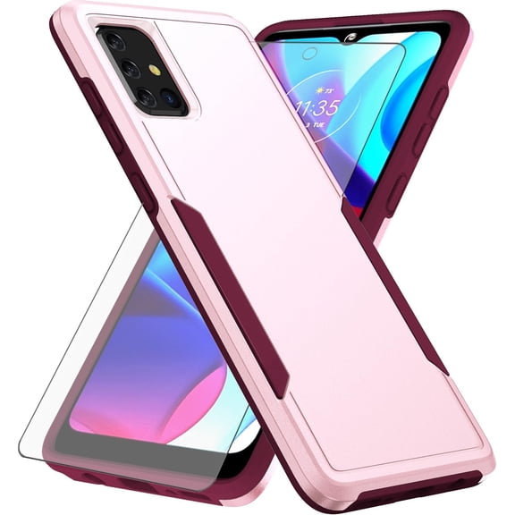 Phone Case for Samsung Galaxy A51 5G/A 51 5G UW Verizon with Tempered Glass Screen Protector Cover and Slim Thin Hybrid Full Body Protective Mobile Cell Accessories 51A G5 S51 Women Men Pink