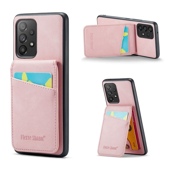 Phone Case for Samsung Galaxy A52 5G, Back Credit Card Holder Wallet Cover Study Kickstand PU Leather Magnetic Clasp RFID Blocking Case for Samsung Galaxy A52 5G Cases Women, Pink