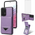 thumbnail image 1 of Phone Case for Samsung Galaxy A52/A52S 5G Wallet Cover with Tempered Glass Screen Protector RFID Slim Credit Card Holder Slot Stand Cell Accessories A 52 S 4G G5 52A S52 52S Women Men Purple, 1 of 10