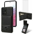 thumbnail image 1 of Phone Case for Samsung Galaxy A52/A52S 5G Wallet Cover with Tempered Glass Screen Protector RFID Slim Credit Card Holder Slot Stand Cell Accessories A 52 S 4G G5 52A S52 52S Women Men Black, 1 of 5