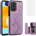 thumbnail image 1 of Phone Case for Samsung Galaxy A53 5G 2022 with Tempered Glass Screen Protector Card Holder Wallet Cover Stand Flip Leather Cell Accessories Gaxaly A53 G5 Galaxies 53A SM A536U Cases Women Purple, 1 of 7