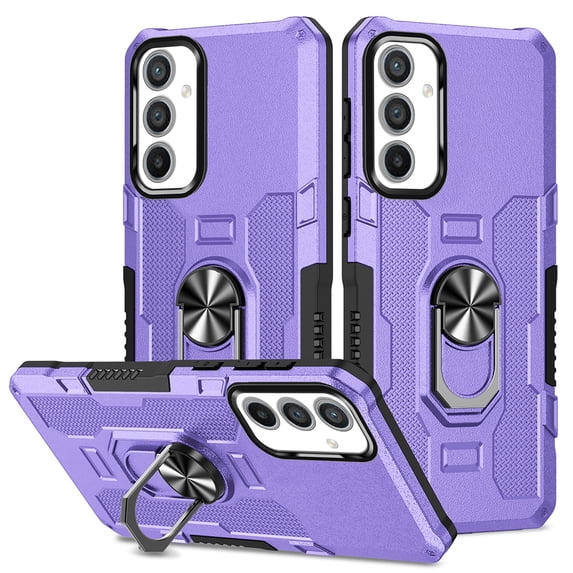 Phone Case for Samsung Galaxy A55 Case, A55 Phone Case Built in 360 Rotating Ring Stand, Luxury Heavy Duty Armor Hard PC Soft TPU Slim Phone Case for Samsung Galaxy A55 - Purple