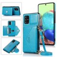 thumbnail image 1 of Phone Case for Samsung Galaxy A71 5G Wallet Cover with Wrist Crossbody Strap Lanyard Credit Shoulder Card Holder Slot Stand Leather Back Magnetic Flip Cell Accessories A71 5G, Blue, 1 of 8