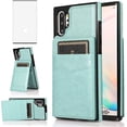 thumbnail image 1 of Phone Case for Samsung Galaxy Note 10 Plus Glaxay Note10+ 5G with Tempered Glass Screen Protector Credit Card Holder Wallet Cover Stand Leather Cell Gaxaly Note10 + Notes 10+ Not 10Plus Cases Green, 1 of 7