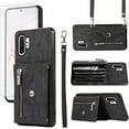 thumbnail image 1 of Phone Case for Samsung Galaxy Note 10 Plus Note10+ 5G Wallet Cover with Tempered Glass Screen Protector Wrist Crossbody Strap Lanyard Credit Card Holder Note10 + Notes 10+ Ten Not S10 10Plus Black, 1 of 7