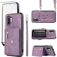 thumbnail image 1 of Phone Case for Samsung Galaxy Note 10 Plus Note10+ 5G Wallet Cover with Tempered Glass Screen Protector Wrist Crossbody Strap Lanyard Credit Card Holder Note10 + Notes 10+ Ten Not S10 10Plus Purple, 1 of 7