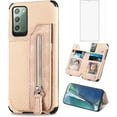 thumbnail image 1 of Phone Case for Samsung Galaxy Note 20 Glaxay Note20 5G Wallet Cover with Screen Protector and Zipper Credit Card Holder Stand Leather Cell Accessories Gaxaly Notes 20s Twenty Not S20 Women Men Beige, 1 of 13