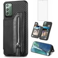 thumbnail image 1 of Phone Case for Samsung Galaxy Note 20 Glaxay Note20 5G Wallet Cover with Screen Protector and Zipper Credit Card Holder Stand Leather Cell Accessories Gaxaly Notes 20s Twenty Not S20 Women Men Black, 1 of 7