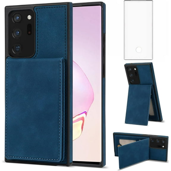 Phone Case for Samsung Galaxy Note 20 Ultra 5G Wallet Cover with Screen Protector and RFID Card Holder Slot Stand Cell Note20 Plus Notes 20Ultra Note20+ U + 20+ Twenty Not S20 Women Girl Men Boys Blue