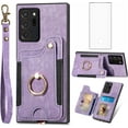 thumbnail image 1 of Phone Case for Samsung Galaxy Note 20 Ultra 5G Wallet Cover with Screen Protector and Wrist Strap RFID Card Holder Ring Stand Note20 Plus Notes 20Ultra Note20+ U + 20+ Twenty Not S20 Women Men Purple, 1 of 13