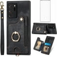 thumbnail image 1 of Phone Case for Samsung Galaxy Note 20 Ultra 5G Wallet Cover with Screen Protector and Wrist Strap RFID Card Holder Ring Stand Note20 Plus Notes 20Ultra Note20+ U + 20+ Twenty Not S20 Women Men Black, 1 of 13
