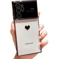 thumbnail image 1 of Phone Case for Samsung Galaxy Note 20 Ultra with Lens Protector Luxury Electroplated Galaxy Note 20 Ultra Case for Women Soft Shockproof Protective Slim Fit Cute Clear Heart Case 6.9” (Black), 1 of 6