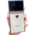 thumbnail image 1 of Phone Case for Samsung Galaxy Note 20 Ultra with Lens Protector Luxury Electroplated Galaxy Note 20 Ultra Case for Women Soft Shockproof Protective Slim Fit Cute Clear Heart Case 6.9” (Blue), 1 of 9