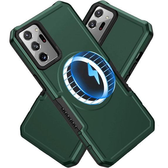 Phone Case for Samsung Galaxy Note20 Ultra with MagSafe, Dual Layer Protection Military Grade Drop Shockproof with Wireless Charging Case for Galaxy Note 20 Ultra 6.1'' MS -Blackish Green