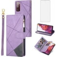 thumbnail image 1 of Phone Case for Samsung Galaxy S20 FE 5G 6.5 inch Wallet Cover With Screen Protector Flip Zipper Credit Card Holder Cell Accessories S 20 EF UW S20FE5G S20FE 20S S2O Fan Edition 4G G5 Women Men Purple, 1 of 7