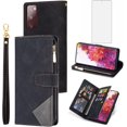 thumbnail image 1 of Phone Case for Samsung Galaxy S20 FE 5G 6.5 inch Wallet Cover With Screen Protector Flip Zipper Credit Card Holder Stand Cell Accessories S 20 EF UW S20FE5G S20FE 20S S2O Fan Edition 4G G5 Women Black, 1 of 13