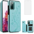 thumbnail image 1 of Phone Case for Samsung Galaxy S20 FE 5G/S20 Fan Edition with Tempered Glass Screen Protector Card Holder Wallet Cover Stand Flip Leather Cell Accessories Glaxay S20FE S 20FE FEcases 2020 Women Green, 1 of 13