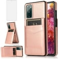thumbnail image 1 of Phone Case for Samsung Galaxy S20 FE Gaxaly S 20 FE 5G UW 6.5 inch with Tempered Glass Screen Protector Credit Card Holder Wallet Cover Leather Cell Glaxay S20FE 20S Fan Edition G5 Cases Rose Gold, 1 of 13