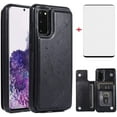 thumbnail image 1 of Phone Case for Samsung Galaxy S20 Glaxay S 20 5G 6.2 inch with Tempered Glass Screen Protector and Card Holder Wallet Cover Stand Flip Leather Cell Accessories Gaxaly 20S G5 Cases Women Men Black, 1 of 7