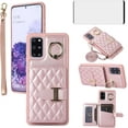 thumbnail image 1 of Phone Case for Samsung Galaxy S20 Plus S20+ 5G Wallet Cover with Screen Protector Ring Stand Credit Card Holder Slot Crossbody Strap Cell S20+5G S20plus 20S + S2O S 20 20+ G5 Women Girls Men Rose gold, 1 of 13