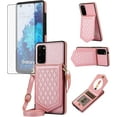 thumbnail image 1 of Phone Case for Samsung Galaxy S20 Plus S20+ 5G Wallet Cover with Tempered Glass Screen Protector Mirror Credit Card Holder Crossbody Strap Cell S20+5G S20plus 20S + S2O S 20 20+ G5 Women Rose gold, 1 of 7