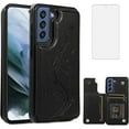 thumbnail image 1 of Phone Case for Samsung Galaxy S21 FE Gaxaly S 21 FE 5G with Tempered Glass Screen Protector Card Holder Wallet Cover Stand Flip Leather Cell Glaxay S21FE5G UW S21FE 21S G5 Cases Women Men Black, 1 of 13
