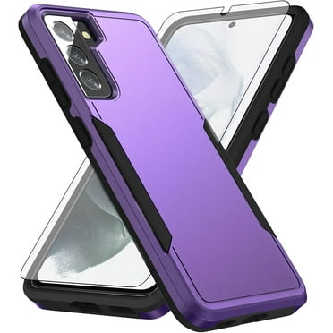 Phone Case for Samsung Galaxy S21 Glaxay S 21 5G 6.2 inch with Tempered Glass Screen Protector Cover and Slim Thin Hybrid Full Body Protective Cell Accessories Gaxaly 21S G5 Women Men Purple