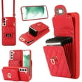 thumbnail image 1 of Phone Case for Samsung Galaxy S21 Plus S21+ 5G Wallet Cover with Credit Card Holder Shoulder Crossbody Strap Long Lanyard Leather Cell Accessories S21+5G S21plus 21S + S 21 21+ G5 Women Red, 1 of 15