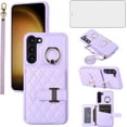 thumbnail image 1 of Phone Case for Samsung Galaxy S21 Plus S21+ 5G Wallet Cover with Screen Protector and Ring Stand Credit Card Holder Slot Crossbody Strap Cell S21+5G S21plus 21S + S 21 21+ G5 Women Girls Men Purple, 1 of 13