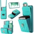 thumbnail image 1 of Phone Case for Samsung Galaxy S22 5G Wallet Cover with Credit Card Holder Shoulder Crossbody Strap Long Lanyard Leather Cell Accessories S 22 22S 4G G5 6.1 inch Slot Mobile Purse Women Green, 1 of 15