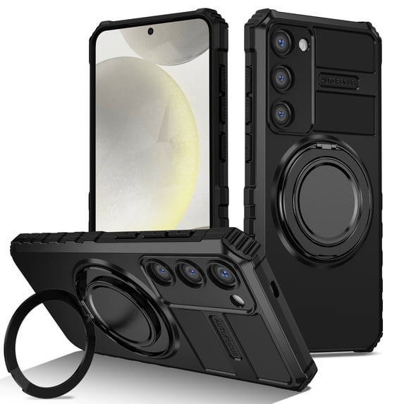 Phone Case for Samsung Galaxy S22 Plus Case Magnetic Built in Stand & Ring Holder, Military Grade Shockproof Heavy Duty Protective Kickstand Phone Case for Samsung Galaxy S22 Plus,Black