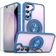 thumbnail image 1 of Phone Case for Samsung Galaxy S23 5G Clear Transparent TPU Cell Cover with Tempered Glass Screen Protector and Slim Magnetic Ring Holder Stand S 23 23S GS23 G5 SM-S911U 6.1 inch Women Men Blue, 1 of 7