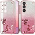 thumbnail image 1 of Phone Case for Samsung Galaxy S23 FE Case Clear Glitter Sparkle Aesthetic Samsung S23 FE Case Silicone Soft Flower Transparent Shockproof Cover Purple Slim (Pink), 1 of 14