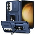 thumbnail image 1 of Phone Case for Samsung Galaxy S23 FE Case with Sliding Camera Cover, with 360° + 100° Free Rotation Metal Finger Ring Bracket, Fit Magnet Car Mount, 2 In 1 Case Cover for Galaxy S23 FE, Blue, 1 of 8