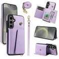 thumbnail image 1 of Phone Case for Samsung Galaxy S23 FE Wallet Cover, Classic Credit Card Holder & Crossbody Strap & Hand Strap Kickstand PU Leather for Galaxy S23 FE Protective Rugged Case Women Men, Purple, 1 of 5