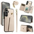 thumbnail image 1 of Phone Case for Samsung Galaxy S23 FE Wallet Cover, Classic Credit Card Holder & Crossbody Strap & Hand Strap Kickstand PU Leather for Galaxy S23 FE Protective Rugged Case Women Men, Beige, 1 of 8