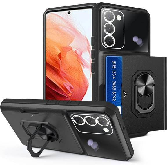 Phone Case for Samsung Galaxy S23 Plus 5G Cover Credit Slim Ring Card Holder Stand Cell Accessories S23+5G S23plus 23S + S 23 23+ S23P GS23 Women Men Black