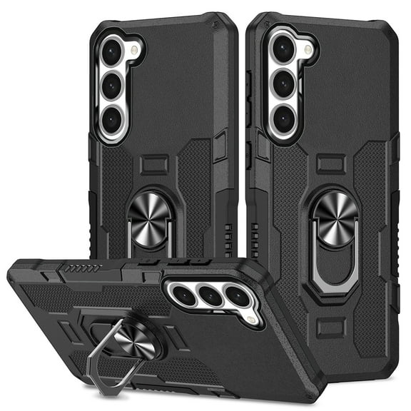 Phone Case for Samsung Galaxy S23 Plus Case, S23 Plus Phone Case Built in 360 Rotating Ring Stand, Luxury Heavy Duty Armor Hard PC Soft TPU Slim Phone Case for Samsung Galaxy S23 Plus - Black
