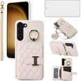 thumbnail image 1 of Phone Case for Samsung Galaxy S23 Plus S23+ 5G Wallet Cover with Screen Protector and Ring Stand Card Holder Slot Crossbody Strap Cell S23plus 23S + S 23 23+ SM-S916U 6.6 inch Women Girls Men Beige, 1 of 7
