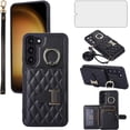 thumbnail image 1 of Phone Case for Samsung Galaxy S23 Plus S23+ 5G Wallet Cover with Screen Protector and Ring Stand Card Holder Slot Crossbody Strap Cell S23plus 23S + S 23 23+ SM-S916U 6.6 inch Women Girls Men Black, 1 of 13