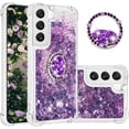 thumbnail image 1 of Phone Case for Samsung Galaxy S23 Plus,Shockproof Clear Quicksand Glitter Flowing Liquid with Bling Diamond Ring Stand,Cute Women Girls Case for Galaxy S23 Plus 6.6'' LS-Purple, 1 of 14