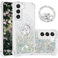 thumbnail image 1 of Phone Case for Samsung Galaxy S23 Plus,Shockproof Clear Quicksand Glitter Flowing Liquid with Bling Diamond Ring Stand,Cute Women Girls Case for Galaxy S23 Plus 6.6'' LS-Silver, 1 of 7