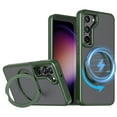 thumbnail image 1 of Phone Case for Samsung Galaxy S23 Plus Strengthened Magnetic Ring Stand Translucent Back Cover Compatible with Magsafe, Military-Grade Shockproof Anti-fall Protection Case for Men Women,Green, 1 of 6