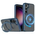 thumbnail image 1 of Phone Case for Samsung Galaxy S23 Plus Strengthened Magnetic Ring Stand Translucent Back Cover Compatible with Magsafe, Military-Grade Shockproof Anti-fall Protection Case for Men Women,Blue, 1 of 6