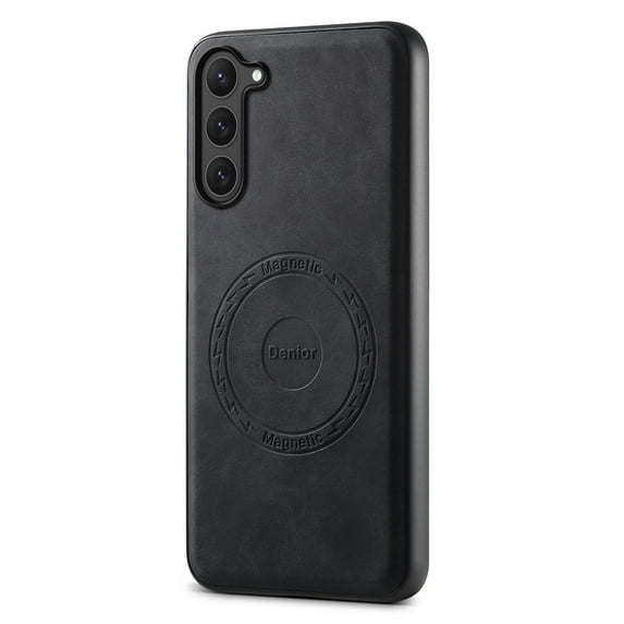 Phone Case for Samsung Galaxy S23 Plus, Strong Magnetic Compatible with Mag-Safe, Vintage PU Leather Men Women Cover, Non-Slip Grip Shockproof Protective Bumper Case for Galaxy S23 Plus, Black