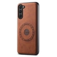 thumbnail image 1 of Phone Case for Samsung Galaxy S23, Strong Magnetic Compatible with Mag-Safe, Vintage PU Leather Men Women Cover, Non-Slip Grip Shockproof Protective Bumper Case for Galaxy S23, Brown, 1 of 4