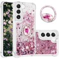 thumbnail image 1 of Phone Case for Samsung Galaxy S23 for Women, Clear Quicksand Glitter Flowing Liquid with Bling Diamond Ring Stand,Cute Women Girls Case for Samsung Galaxy S23 6.1'' LS - Rose Gold, 1 of 14