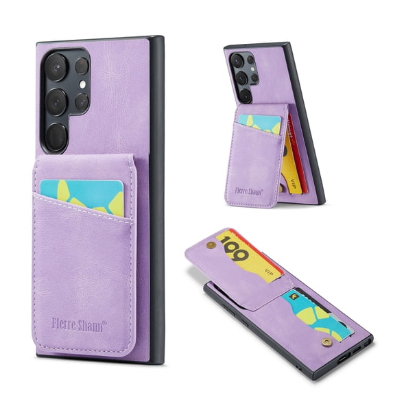 Phone Case for Samsung Galaxy S24 Ultra, Back Credit Card Holder Wallet Cover Study Kickstand PU Leather Magnetic Clasp RFID Blocking Case for Samsung Galaxy S24 Ultra Cases Women, Purple