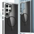 thumbnail image 1 of Phone Case for Samsung Galaxy S24 Ultra, Magnetic [Compatible with Magsafe] Carbon Fiber Supports Wireless Charging Men Women Slim Shockproof Anti-fall Anti-Yellow Protective Phone Cover,Black, 1 of 6